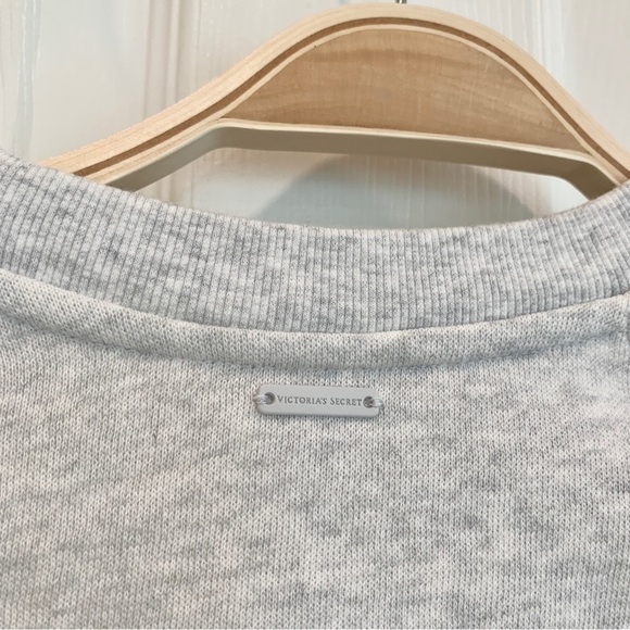VS Snow Heather Grey Cotton Fleece Corset Crewneck Sweatshirt - Picture 8 of 12